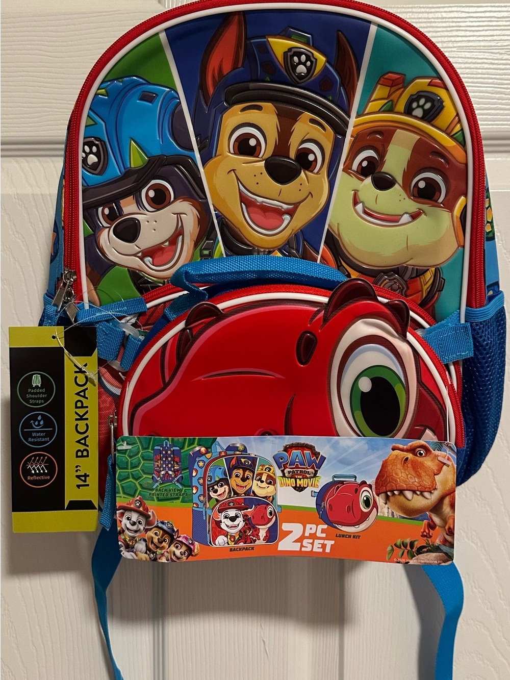 Paw Patrol Backpack 14” Kids set Lunch Kit Blue Red & Green new
